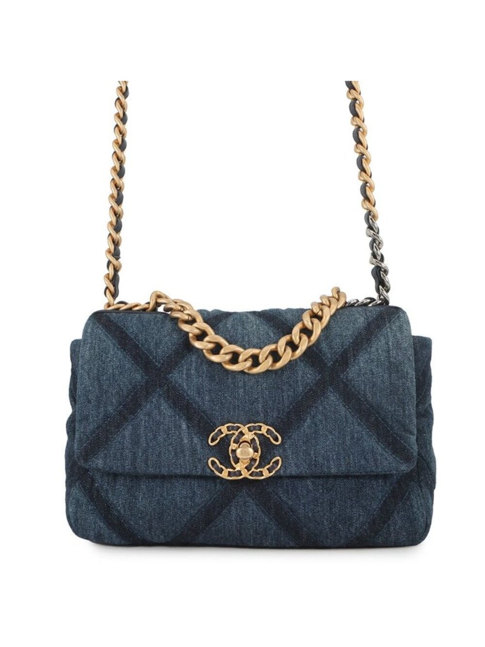 Chanel Chain Shoulder Bag 19 CC Logo Denim 2-Way